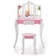 preview thumbnail 9 of 7, Gymax Kid Vanity Table and Chair Detachable Tri-Folding Mirror Pretend