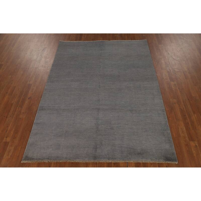 Gray Modern Gabbeh Oriental Area Rug Hand-Knotted Wool Carpet - 5'9" x 7'10"