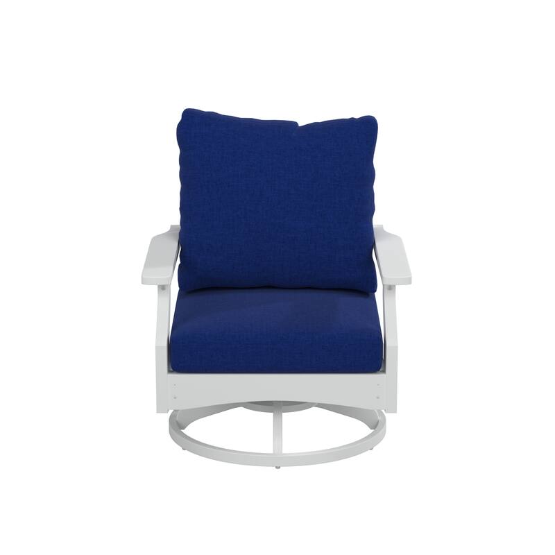 Aspen Rock/Swivel Deep Seating Chairs-White/Navy Cushion (Set of 2)
