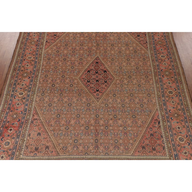 Brown & Pink Mahal Persian Vintage Rug Handmade Wool Carpet - 9'11"x 12'10"