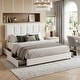 preview thumbnail 16 of 123, Javlergo Bed Frame with Storage Drawers Upholstered Platform Bed Frame with Adjustable Headboard White - Full