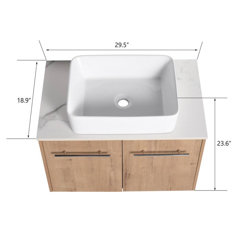 BNK 24"/30" Single Sink Bathroom Vanity with Soft Close Door, Modern Floating Vanity