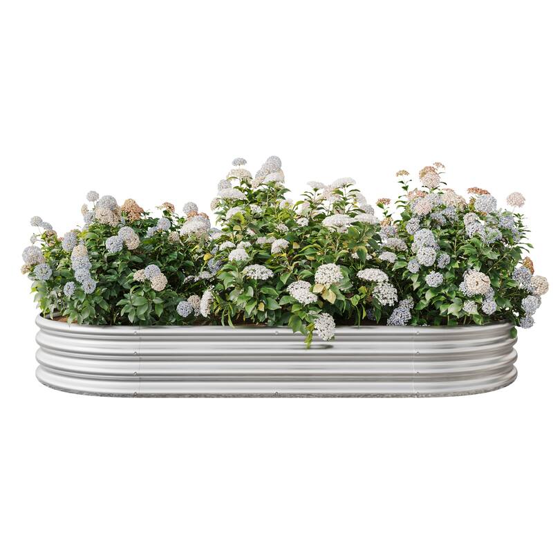 GDFStudio - Large Oval Metal Raised Garden Bed for Vegetables, Flowers, and Plants, Outdoor Backyard Planter Box