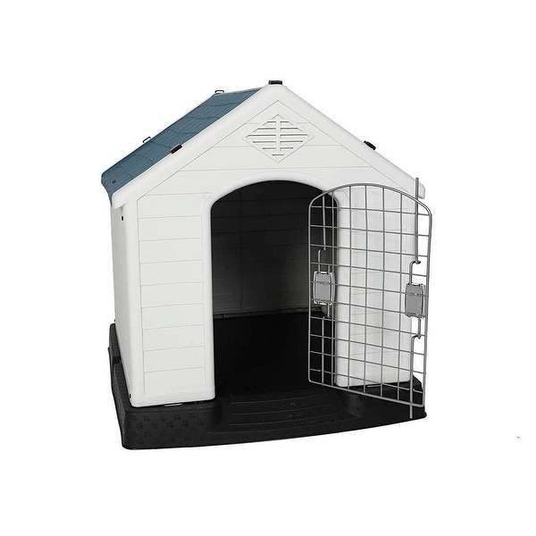 Medium Plastic Outdoor Dog House with Door Weatherproof Kennel