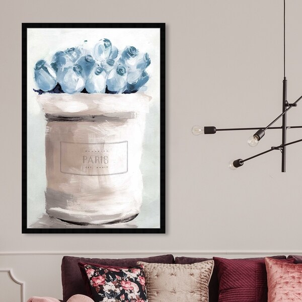 Oliver Gal 'Blue Flowers From Paris' Fashion and Glam Framed Wall