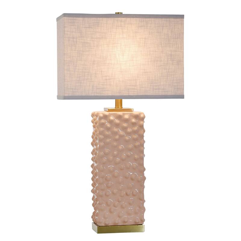 Tamara Day for Stylecraft Edmund Table Lamp - Polished Brass & Pearl Blush - Off-White Shade