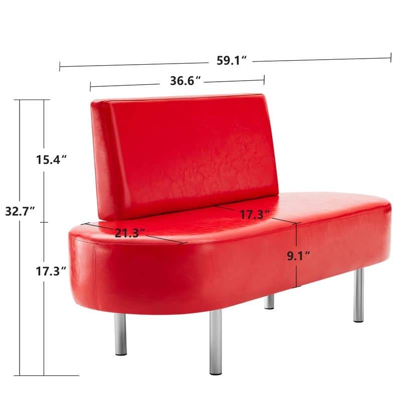 Waiting Room Benches with Backrest, PU leather