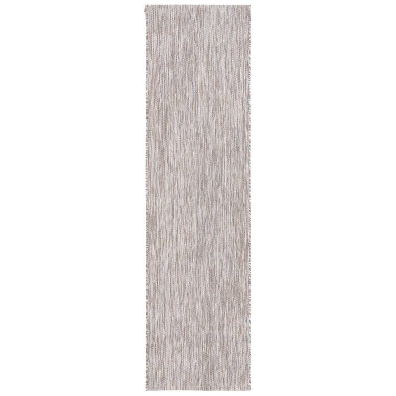 SAFAVIEH Courtyard Golupka Transitional Indoor/Outdoor Rug - 2'3" x 8' Runner - Ivory/Beige Grey