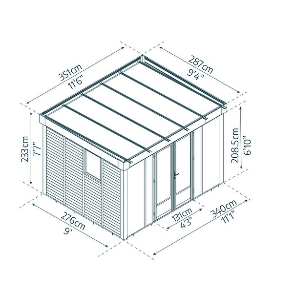 Copenhagen 9 ft. x 11.5 ft. Black Studio Shed and Backyard