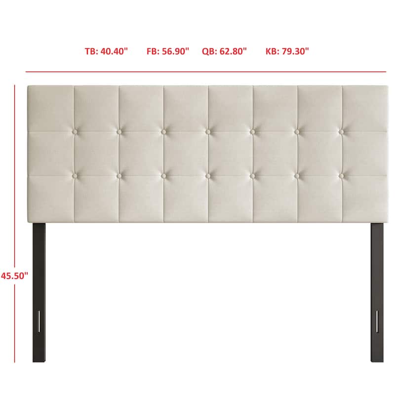 Ida Button-tufted Upholstered Transitional Adjustable Headboard
