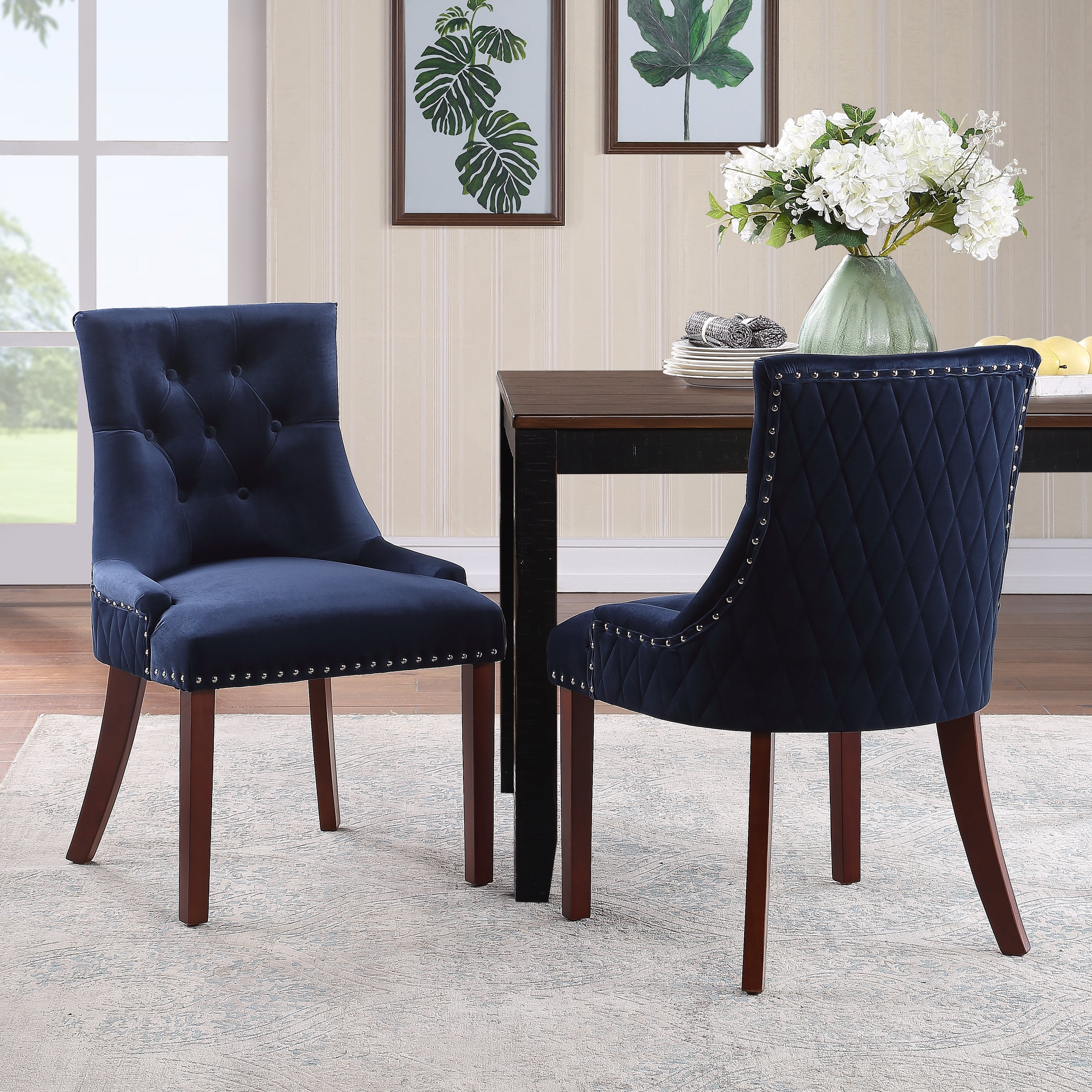 Silver Orchid Flohr Tufted Velvet Dining Chairs Set of 2 On