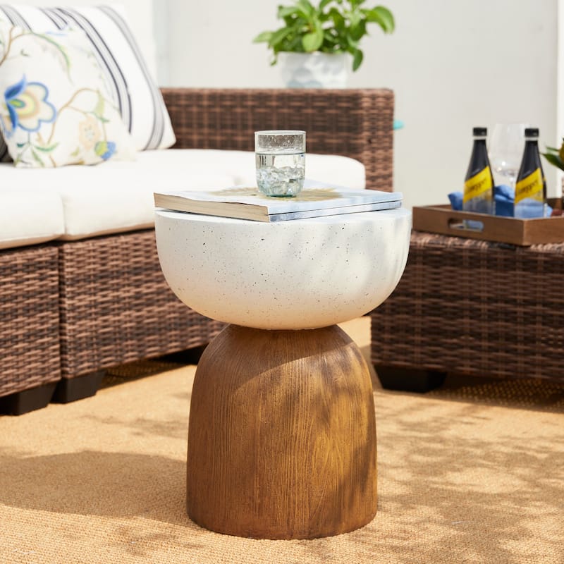 Glitzhome 17.75"H MGO Geometric Faux Terrazzo and Garden Stool