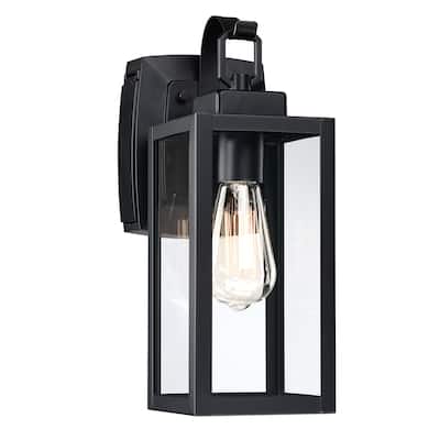 Outdoor Wall Lantern Porch Light with GFCI Outlet - 5.04"Wx8.07"Ex13.74"H