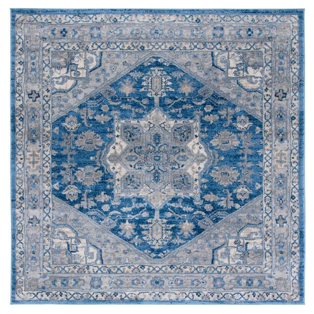 SAFAVIEH Brentwood Vessie Traditional Oriental Rug - 6'7" x 6'7" Square - Blue/Grey
