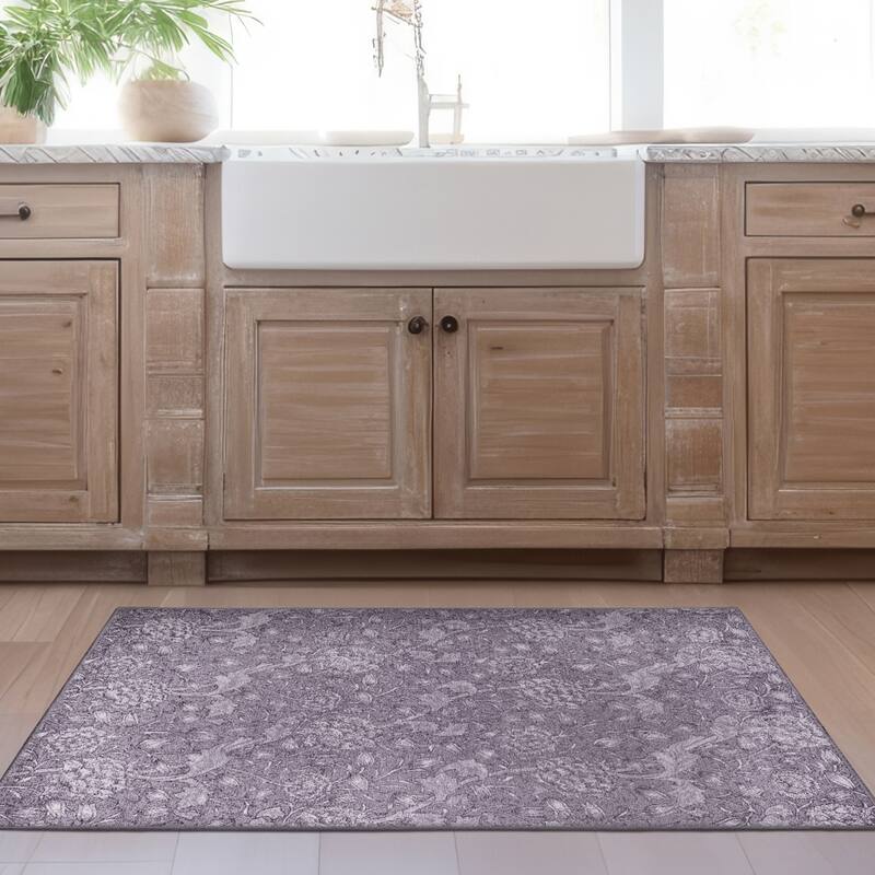 My Magic Carpet Kalini Floral Woodland Brown Machine Washable Rug - 3' x 5'
