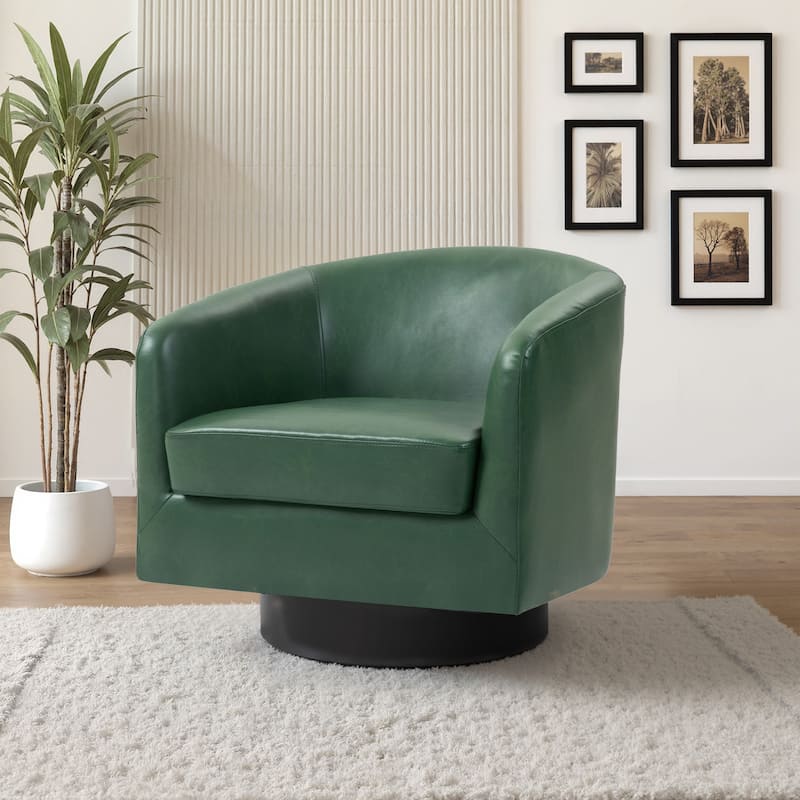 2 Set Modern Wide Round Swivel Accent Barrel Chairs