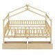 preview thumbnail 16 of 34, Kids Funny Canopy Bed Wooden Frame House Bed Full Size Platform Bed Daybed with Roof, Safety Guardrail and Drawers