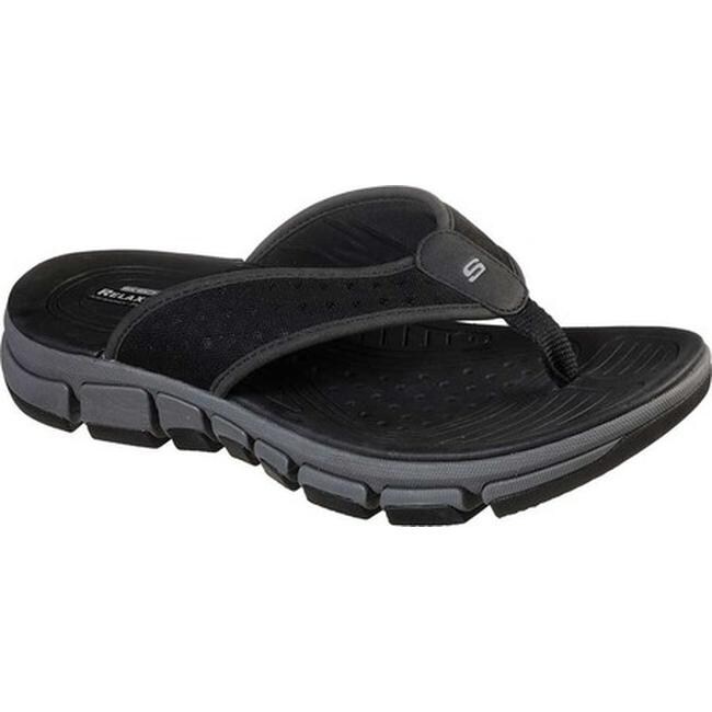 Shop Skechers Men S Relaxed Fit Ridgewell Sandgo Flip Flop Black Overstock 30334225