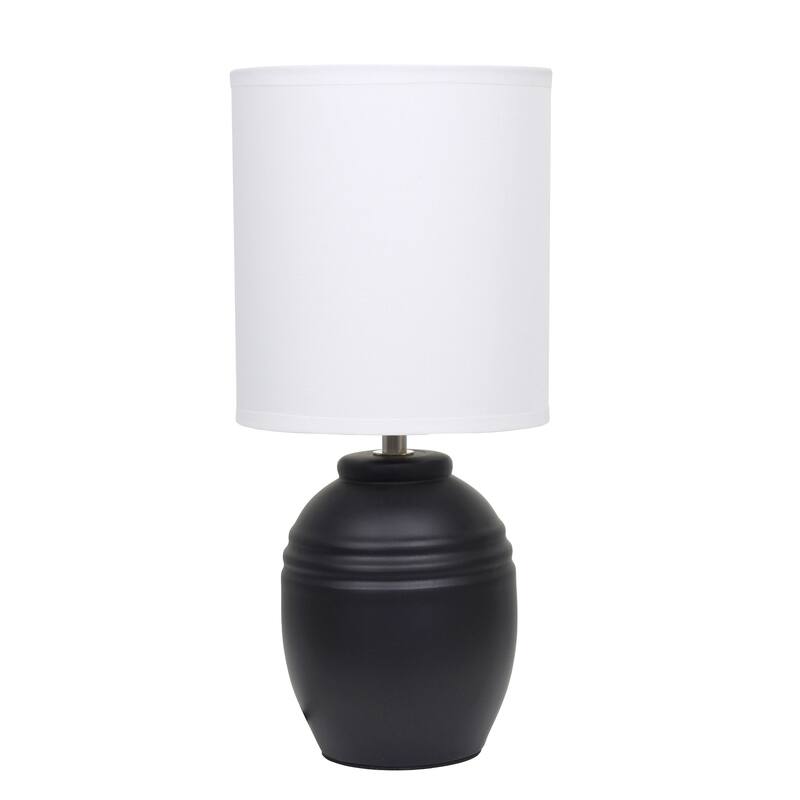 Mini Classic Jar Ceramic Table Lamp with White Drum Shade - 19.5" - Black