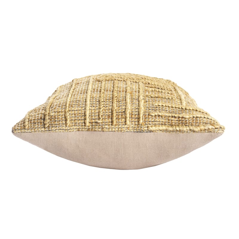 Geometric Striped Braided Cotton Throw Pillow Cover - 22" - Brown