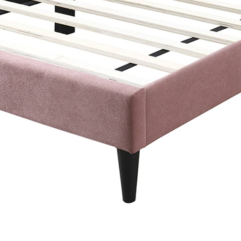 Brushed Linen Fabric Adjustable Headboard Full Bed with Channel Tufting Design