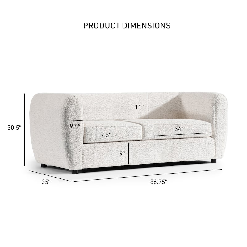 Furniture of America Vanessa Modern Curved Arms Boucle Sofa Set with Seat Cushion and Wooden Legs, 2-Piece or 3-Piece Options