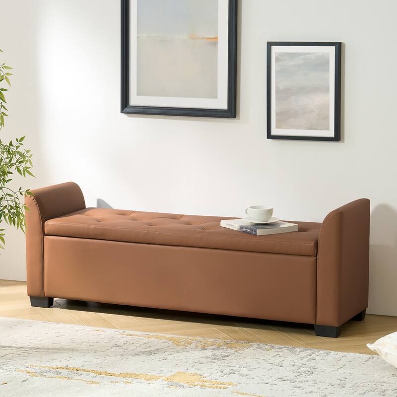 Laura Traditional 57.75"Wide Tufted Storage Bench by HULALA HOME
