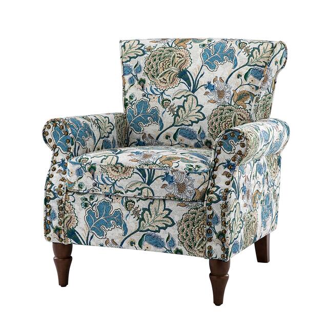 HULALA HOME Nailhead Trim Traditional Accent Armchair with Rolled Arms