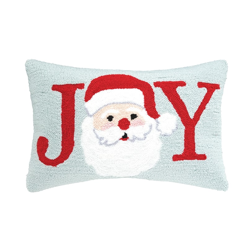 Joy Santa Hooked Throw Pillow