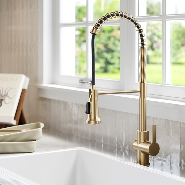 Kraus Britt Commercial 3-Function 1-Handle Pulldown Kitchen Faucet. Opens flyout.