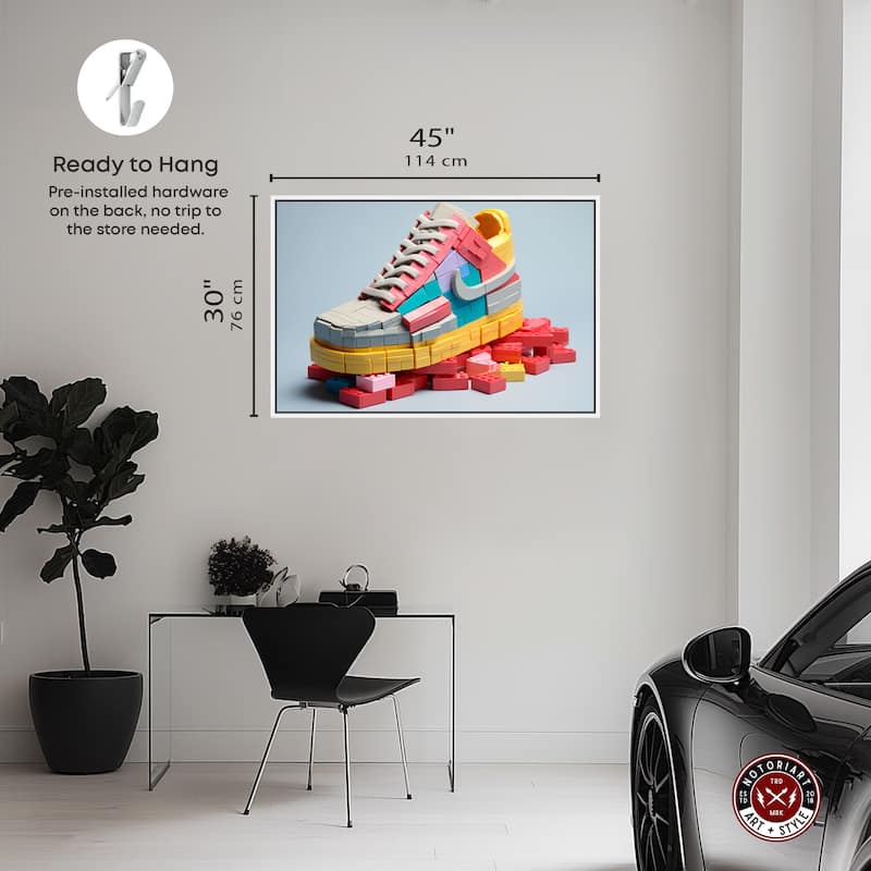 Notoriart Toy Sneaker Pastel Framed Sneaker 1 Piece Canvas Wall Art