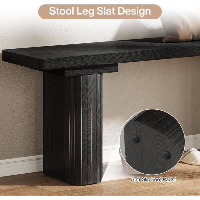 47-Inch Wooden Bench with Thickened 5.12" Leg for Dining Room, Entryway, Bedroom, Hallway