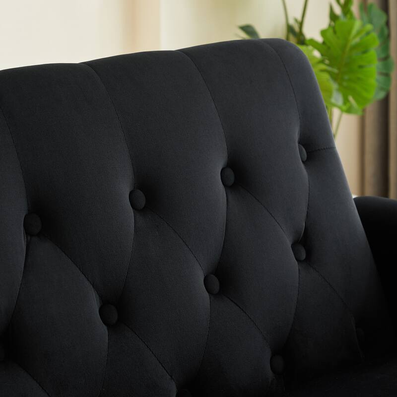 55'' Modern Shiny Velvet Convertible Loveseat Sleeper Sofa with 2 Pillows, Pull-Out Bed & Removable Armrest