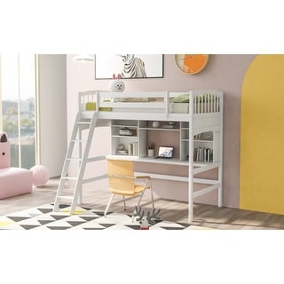 Twin Loft Bed with Shelves, Desk, and Ladder - Perfect for Multi-Use Spaces