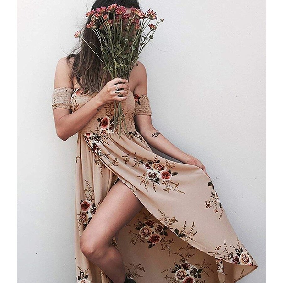 off the shoulder beach maxi dress