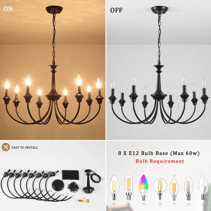 8-Light 28.34 in. Traditional Chandelier for Kitchen Living Room