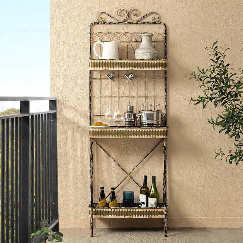 Glitzhome 68"H 3-tier Metal Plant Stands Planters Garden Flower Pot Storage Shelf Bakers Rack - Yellow