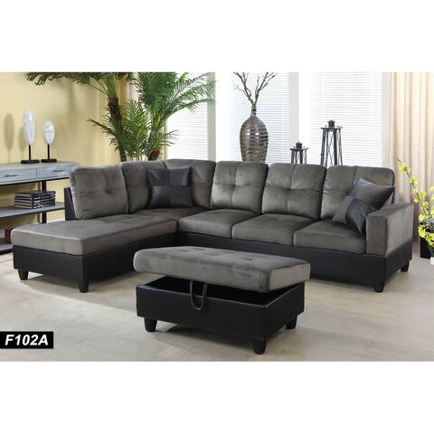 Ariana 104"Wide 3-Pieces Sectional Sofa Set,Taupe(102)