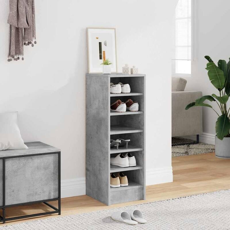 vidaXL Shoe Cabinet Engineered wood Medium Shoe Cabinet - Concrete gray