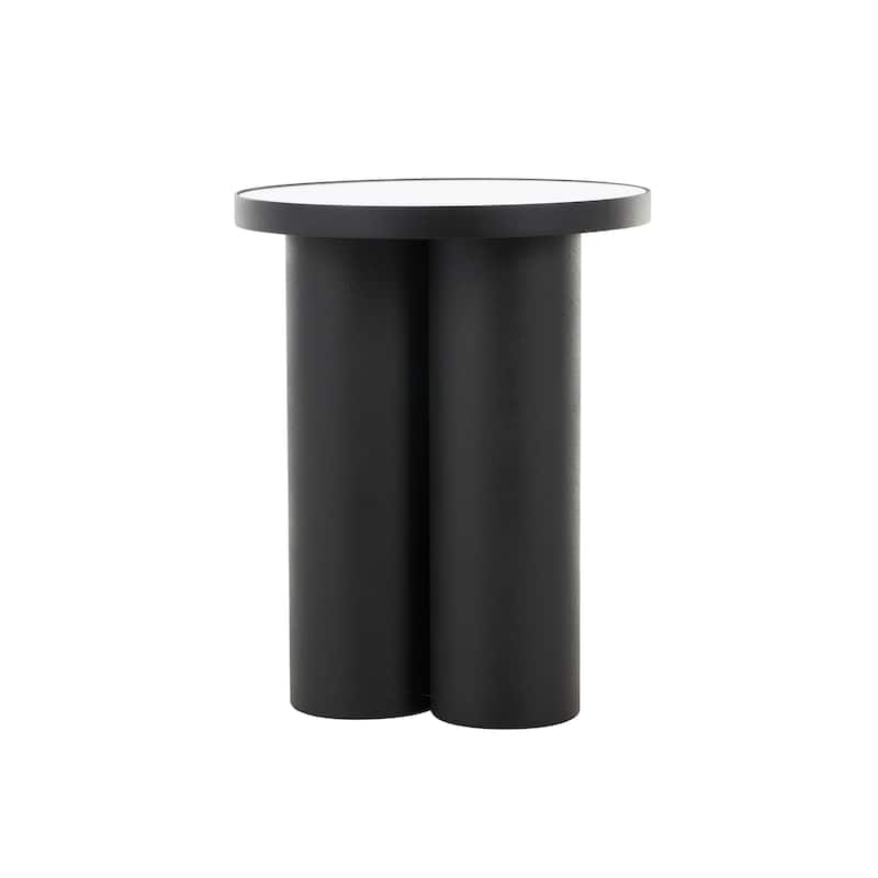 Metal Accent Table with White Marble Tabletop - Black - Roche River Decor - 16"W x 16"L x 20"H