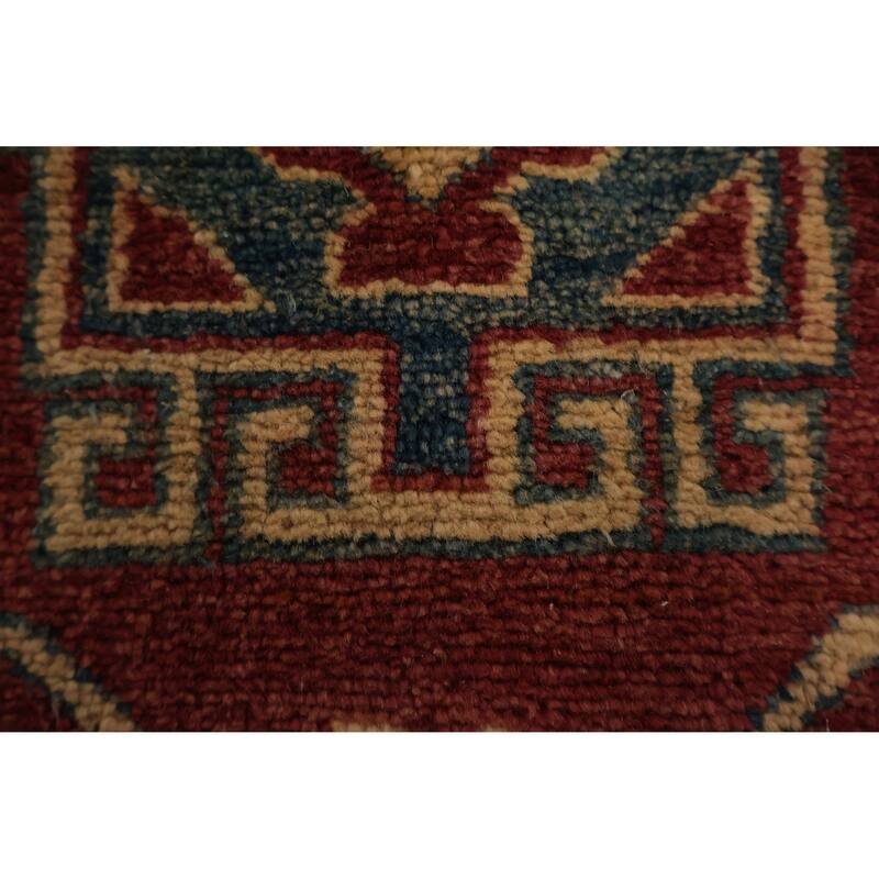 Hand Knotted Oriental 100% Wool Carpet Traditional Geometric Red Super Kazak Area Rug - 5' 4'' X 3' 8''