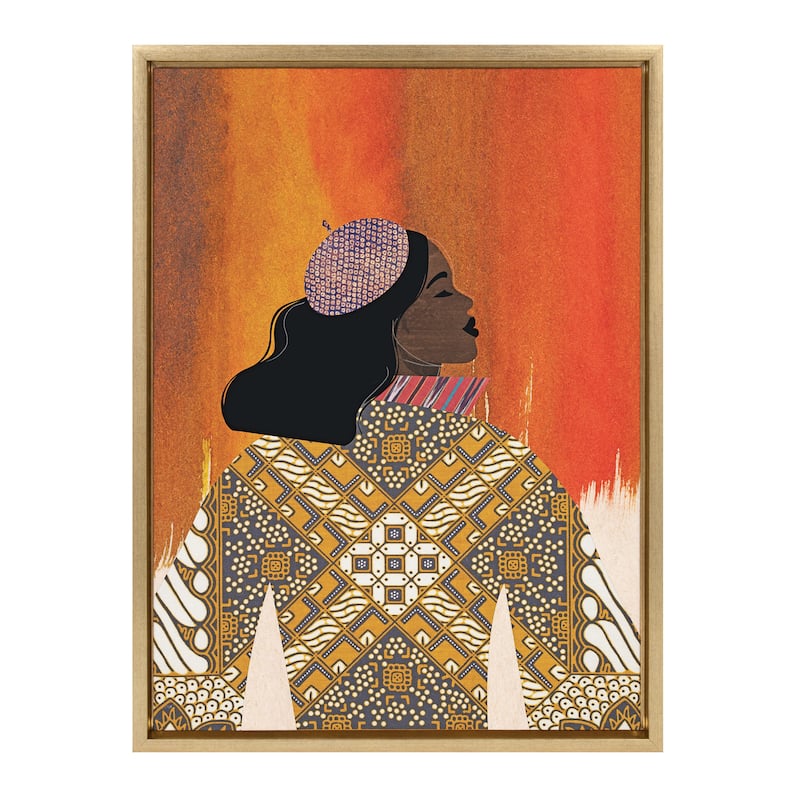 Kate and Laurel Sylvie Girlie Girl Framed Canvas by Nikki Chu - 18x24 - Plastic - Gold