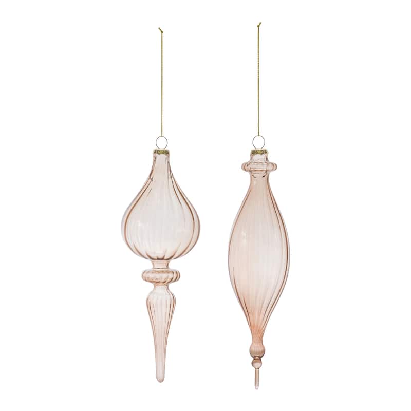 Ribbed Glass Finial Ornament (Set of 6)