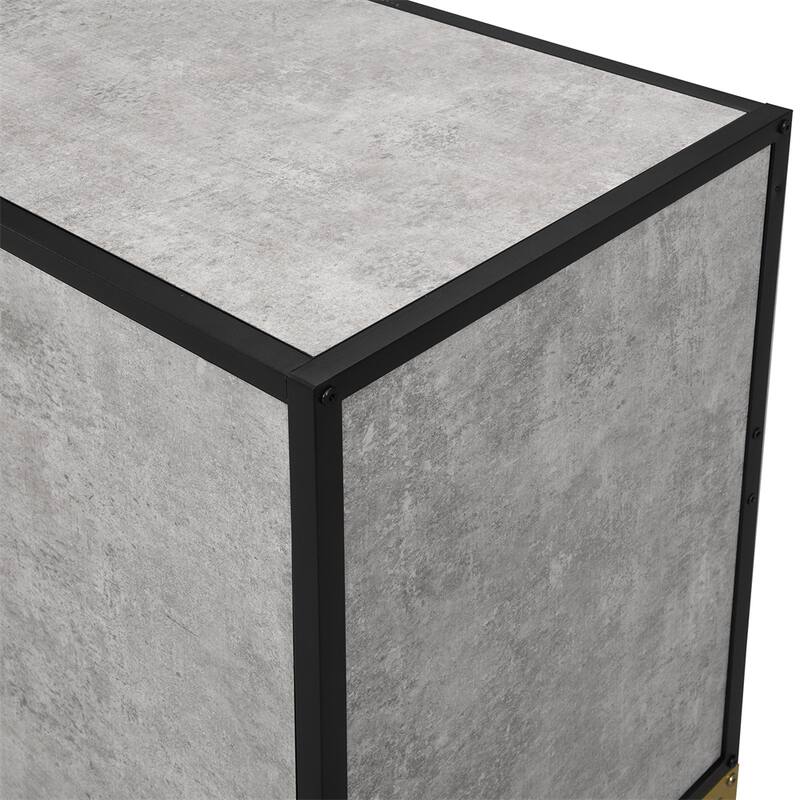 4-Door Wood Sideboard with Metal Cross Leg