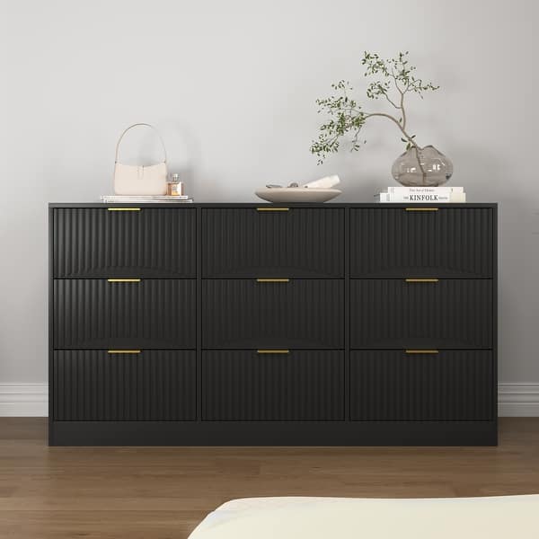 large long dresser Huuger 77.6" for Bedroom, 16 Drawer Fabric Dresser for Closet, Wide Chest of Drawers with Storage, TV Stand for 65, 75, 85 Inch TV, 77.6" W x 13" D With 9 wide and deep drawers FUFU&GAGA Beige Wood Grain 9-Drawer