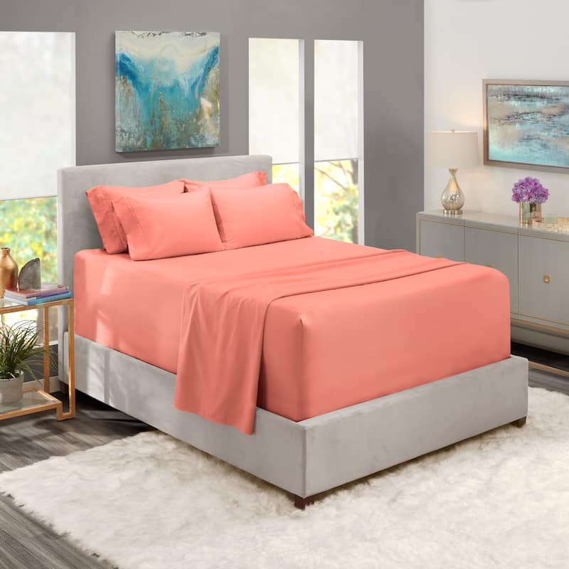 Empyrean Extra Deep Pocket Bed Sheet Set - Breathable, Super Soft Sheets with Extra Set of Pillowcases - California King - Misty Rose