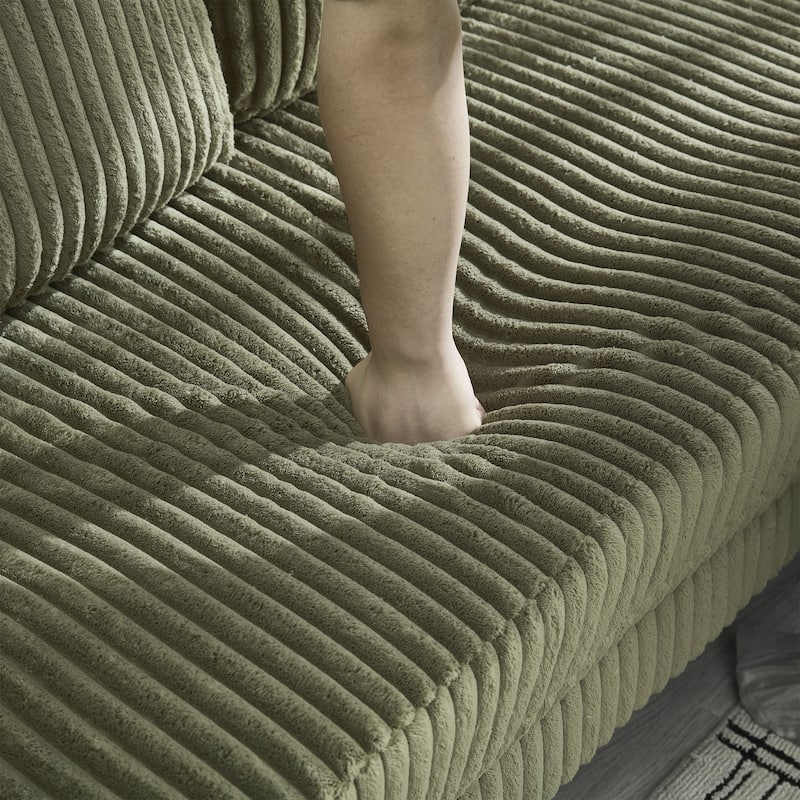 Symmetrical Corduroy Double Chaise Couch U-shaped Sectional Sofa