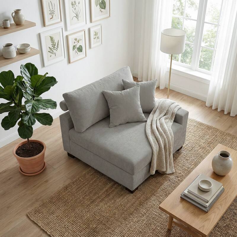 Chenille Upholstered Armless Accent Chair With Plush Cushion