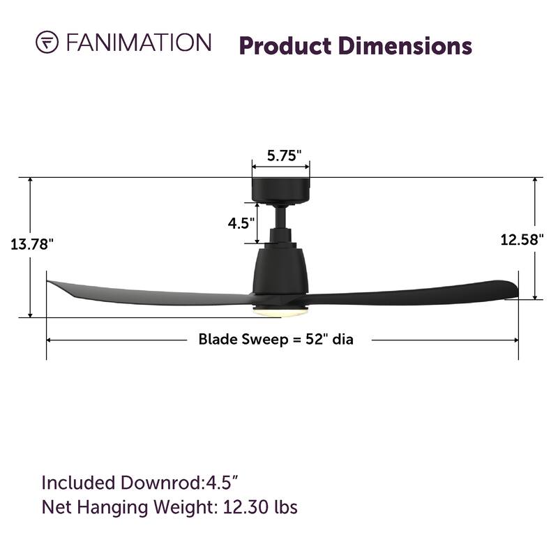 Kute 52 inch Indoor/Outdoor Smart Ceiling Fan with Remote
