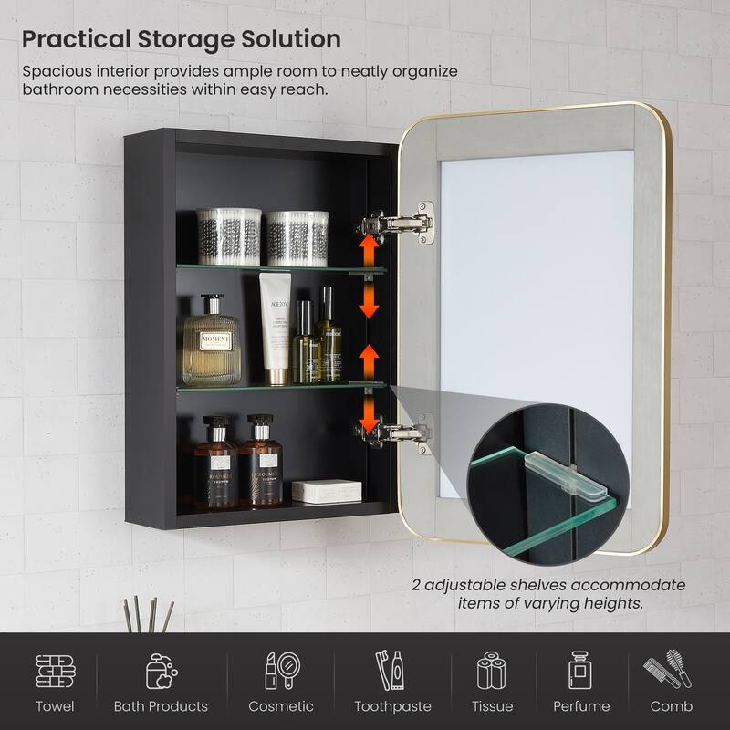 Talayuela Rectangular Aluminum Framed Medicine Cabinet with Mirror